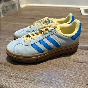 Adidas Gazelle Light Blue and Yellow Sneakers